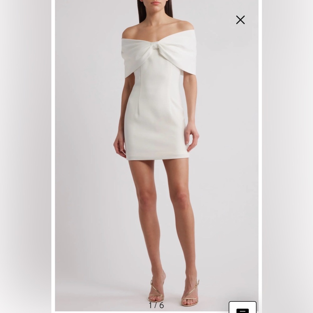 NWT- Sonya Moda Belluno Off the Shoulder Minidress, White, Large